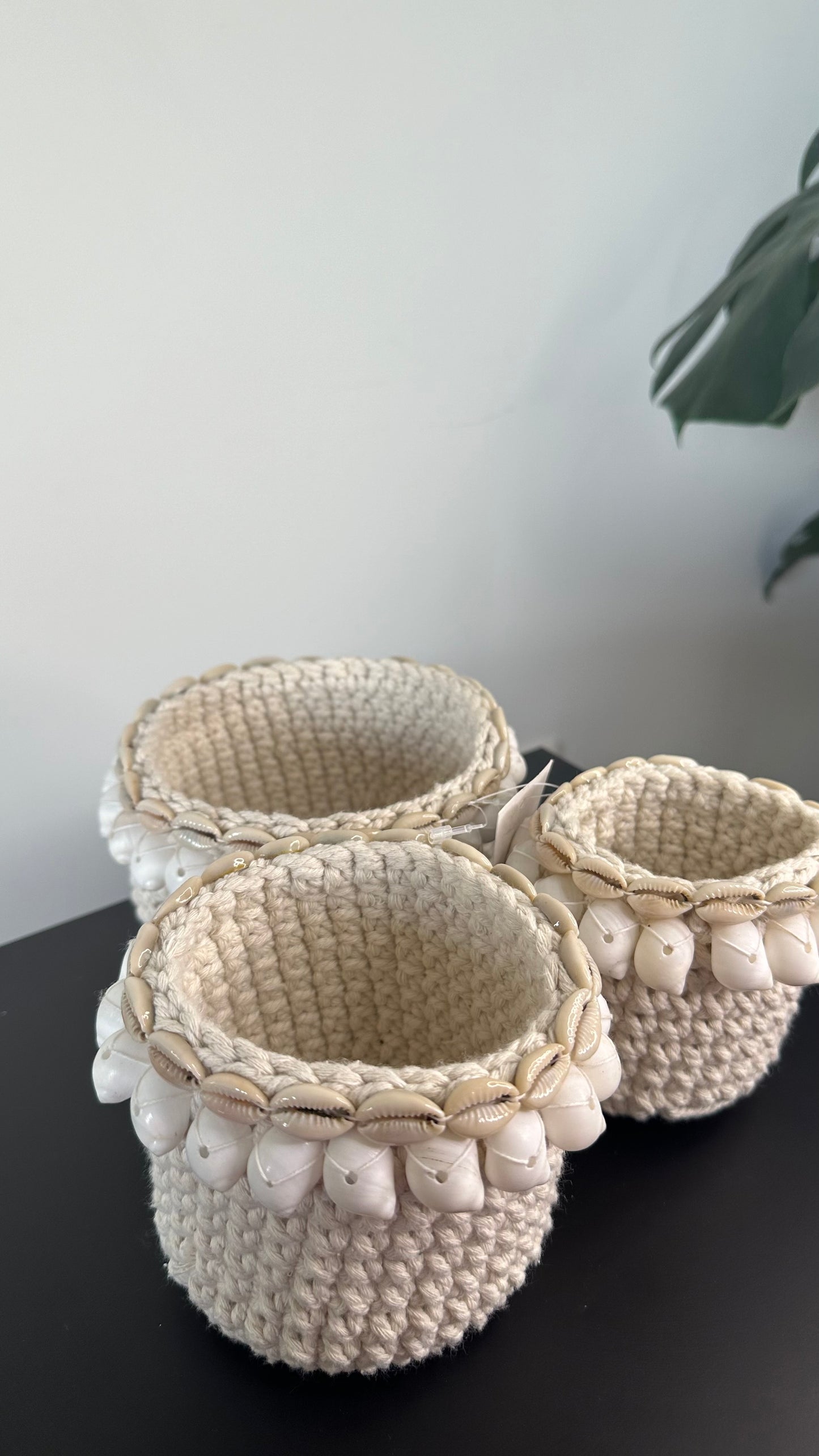Handmade - schelpen mandjes - set 3