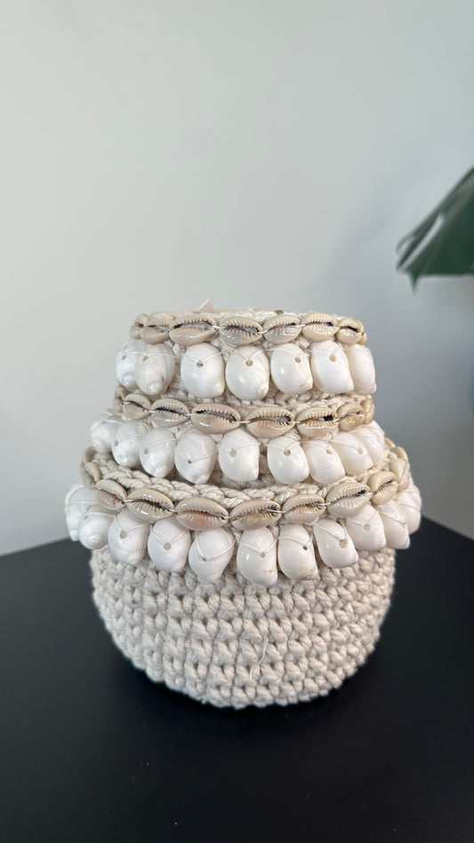 Handmade - schelpen mandjes - set 3